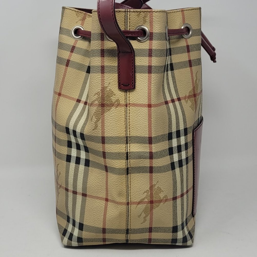 BURBERRY Haymarket Check Drawstring Bucket Shoulder Bag - Picture 16 of 16